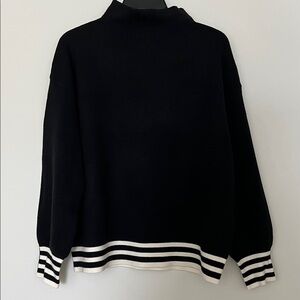 Tahari Black Sweater with White Stripes